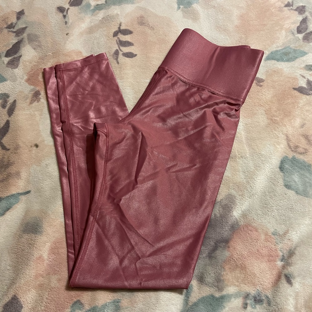 High-Waist Faux Leather Leggings - Burgundy
